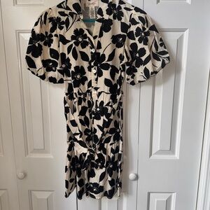 Floral Black and White Dress